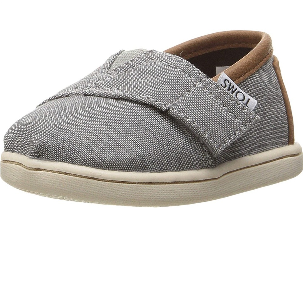 Toms Classic Frost Grey Chambray Shoes Tiny Size 4